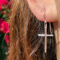 Thumbnail for Dangling Cross Earrings Sterling Silver Jewelry