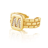 Thumbnail for Gold Brick CZ Initial Ring