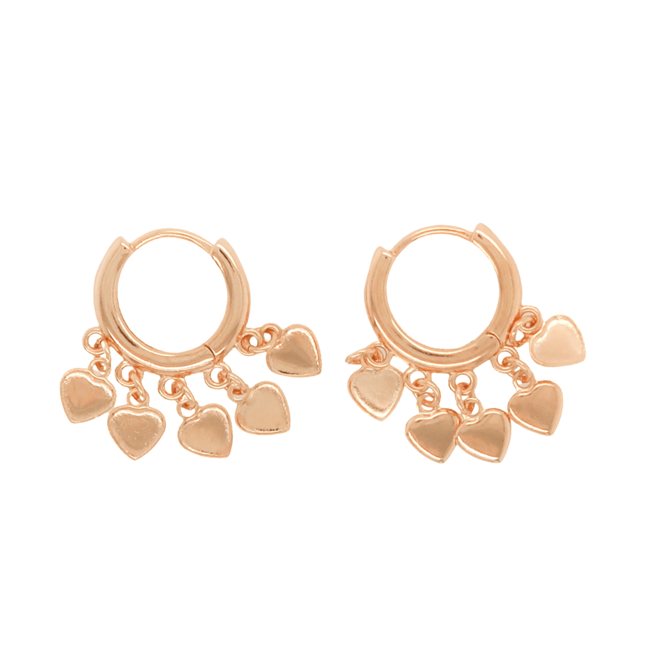Gold Dangle Heart Huggie Earrings