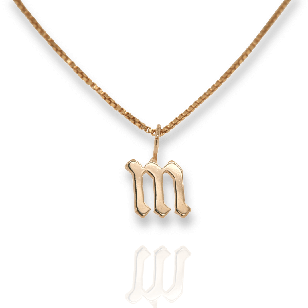 Gold Script Initial Necklace