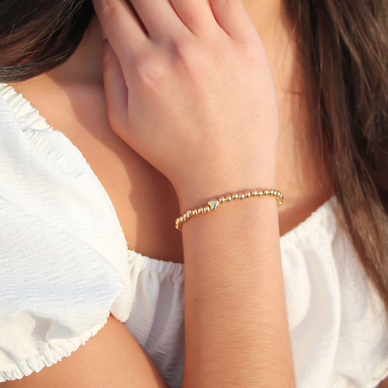 Gold Heart Bead Bracelet