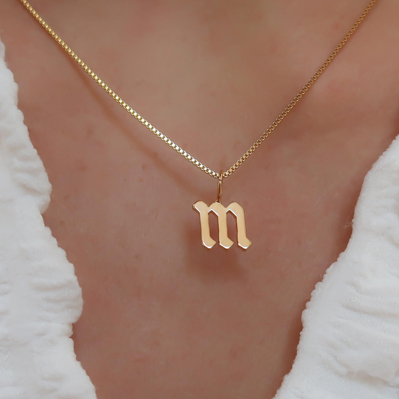 Gold Script Initial Necklace