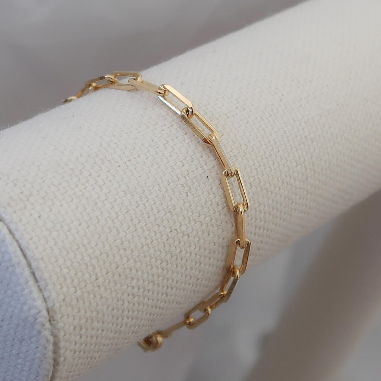 Small Gold Paper Clip Link Bracelet