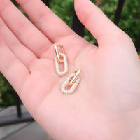 Thumbnail for Gold CZ Link Huggies Earrings