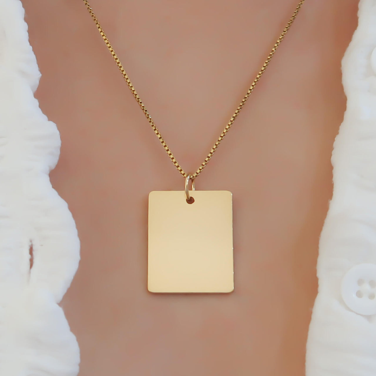 Gold Square Personalized Necklace