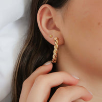 Thumbnail for Gold Twisted Hoop Earrings