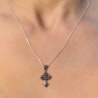 Thumbnail for Floral Vintage Cross Necklace Sterling Silver Jewelry