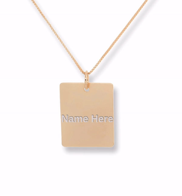 Gold Square Personalized Necklace
